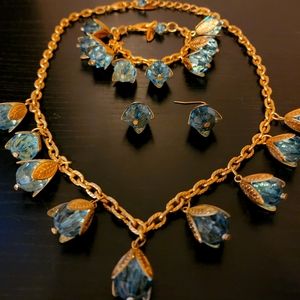Vintage Gold Plunder Set w/ Blue Dangle Accents